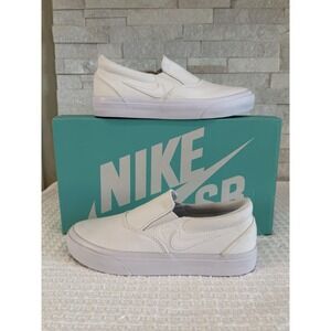 Nike SB Charge Slip CT3523-100 White Canvas Skate Shoes Women's 6 Men 4.5 New